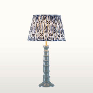 Blue Enamel Table Lamp | Blue & Grey Pleated Lampshade in Lighting from Oriana B www.orianab.com
