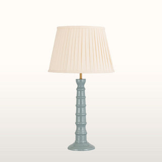 Blue Enamel Table Lamp | Neutral Pleated Lampshade in Lighting from Oriana B www.orianab.com