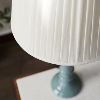 Blue Enamel Table Lamp | Neutral Pleated Lampshade in Lighting from Oriana B www.orianab.com