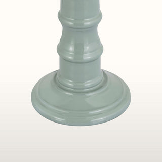 Blue Enamel Table Lamp | Neutral Pleated Lampshade in Lighting from Oriana B www.orianab.com