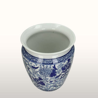 Blue Urn Plant Pot with Bird Motif in Homewares from Oriana B www.orianab.com