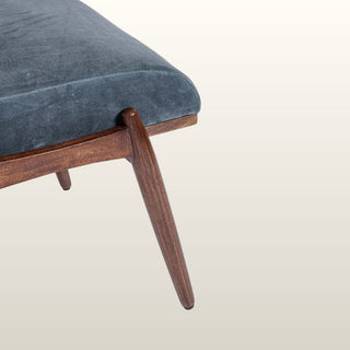 Blue Velvet Wooden Upholstered Foot Stool in Furniture from Oriana B www.orianab.com