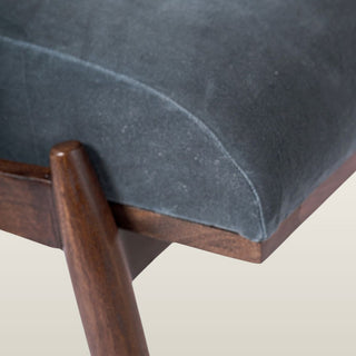 Blue Velvet Wooden Upholstered Foot Stool in Furniture from Oriana B www.orianab.com