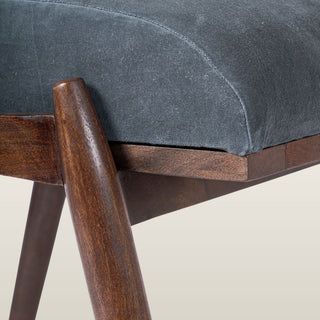 Blue Velvet Wooden Upholstered Foot Stool in Furniture from Oriana B www.orianab.com