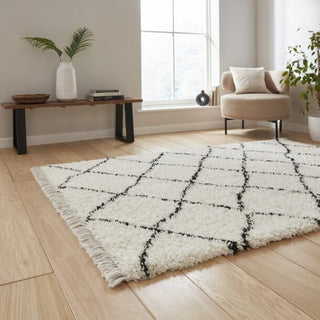 Boho White & Black Rug | 5 sizes available in Homewares from Oriana B www.orianab.com