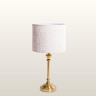 Brass Rechargeable Lamp with Oatmeal Shade | SAMPLE in Outlet from Oriana B www.orianab.com