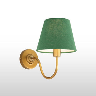 Brass Swan Neck Wall Light With Green Shade in Lighting from Oriana B www.orianab.com