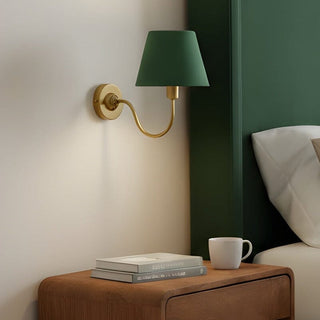 Brass Swan Neck Wall Light With Green Shade in Lighting from Oriana B www.orianab.com