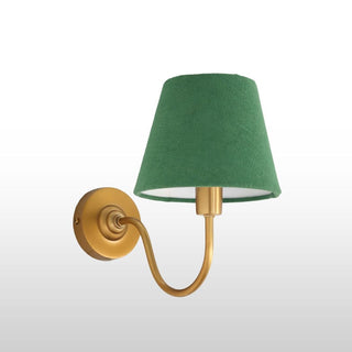 Brass Swan Neck Wall Light With Green Shade in Lighting from Oriana B www.orianab.com