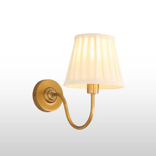 Brass Swan Neck Wall Light With Pleated Neutral Shade in Lighting from Oriana B www.orianab.com
