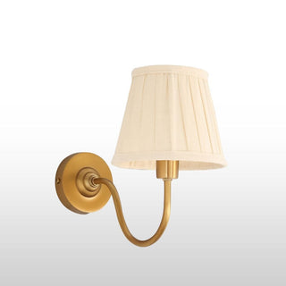 Brass Swan Neck Wall Light With Pleated Neutral Shade in Lighting from Oriana B www.orianab.com