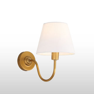 Brass Swan Neck Wall Light With White Shade in Lighting from Oriana B www.orianab.com