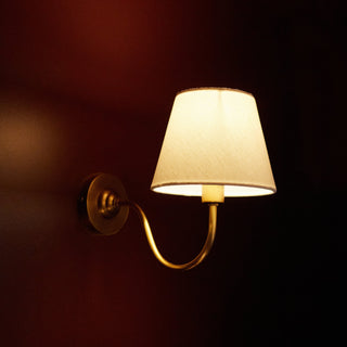 Brass Swan Neck Wall Light With White Shade in Lighting from Oriana B www.orianab.com