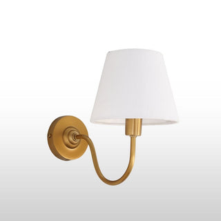 Brass Swan Neck Wall Light With White Shade in Lighting from Oriana B www.orianab.com