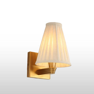 Brass Wall Lamp with Pleated Tall Empire Shade in Lighting from Oriana B www.orianab.com