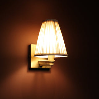 Brass Wall Lamp with Pleated Tall Empire Shade in Lighting from Oriana B www.orianab.com
