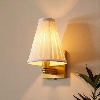 Brass Wall Lamp with Pleated Tall Empire Shade in Lighting from Oriana B www.orianab.com