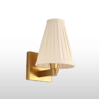 Brass Wall Lamp with Pleated Tall Empire Shade in Lighting from Oriana B www.orianab.com