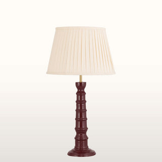 Burgundy Enamel Table Lamp | Neutral Pleated Lampshade in Lighting from Oriana B www.orianab.com