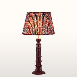 Burgundy Enamel Table Lamp | Red & Blue Pleated Lampshade in Lighting from Oriana B www.orianab.com