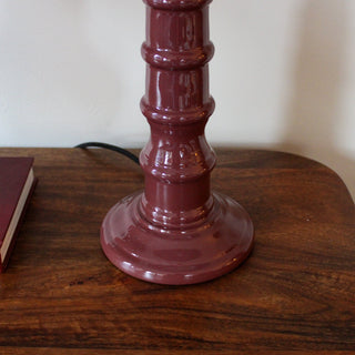 Burgundy Enamel Table Lamp | Red & Blue Pleated Lampshade in Lighting from Oriana B www.orianab.com