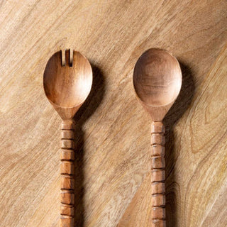 Carved Wood Handle | Set of 2 Salad Servers in Homewares from Oriana B www.orianab.com