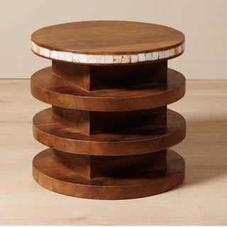 Circular Side Table with Bone Inlay in Furniture from Oriana B www.orianab.com