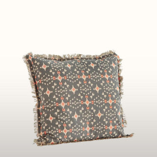 Cotton Cushion | Grey and Coral | 50x50 in Homewares from Oriana B www.orianab.com