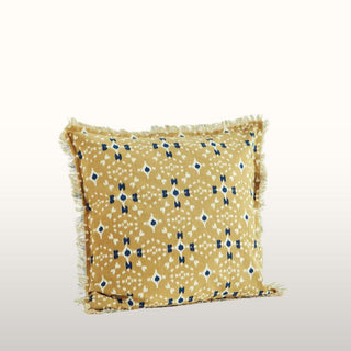 Cotton Cushion | Mustard and Dark Blue | 50x50 in Homewares from Oriana B www.orianab.com