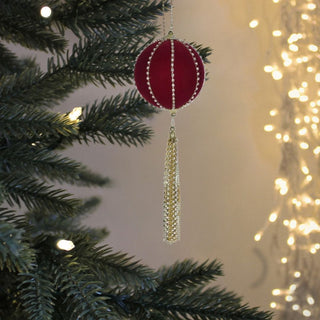 Crimson Diamante Tassel Bauble in Christmas from Oriana B www.orianab.com