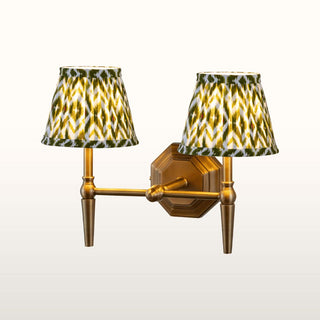 Double Brass Wall Light | Green Pleated Shade in Lighting from Oriana B www.orianab.com