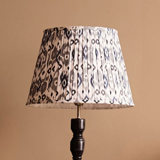 Ebony Floor Lamp | Blue & Grey Pleated Lampshade in Lighting from Oriana B www.orianab.com