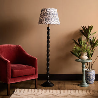 Ebony Floor Lamp | Blue & Grey Pleated Lampshade in Lighting from Oriana B www.orianab.com