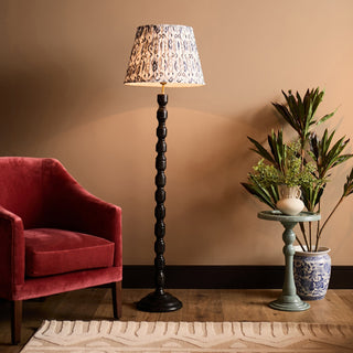 Ebony Floor Lamp | Blue & Grey Pleated Lampshade in Lighting from Oriana B www.orianab.com