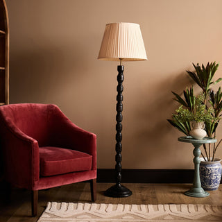 Ebony Floor Lamp | Neutral Pleated Lampshade in Lighting from Oriana B www.orianab.com