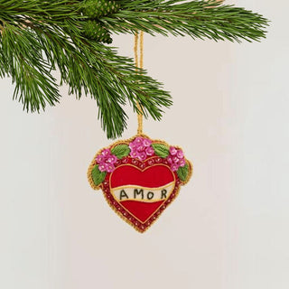 Embroidered Love Heart Christmas Tree Decoration in Christmas from Oriana B. www.orianab.com