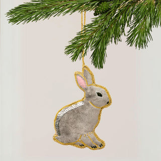 Embroidered Rabbit Christmas Tree Decoration in Christmas Decorations from Oriana B www.orianab.com