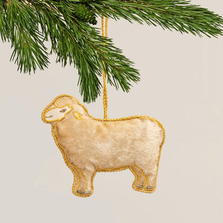 Embroidered Sheep Tree Decoration | Cream in Christmas Decorations from Oriana B www.orianab.com