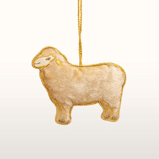 Embroidered Sheep Tree Decoration | Cream in Christmas from Oriana B. www.orianab.com