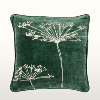 Embroidered Velvet Cushion | Pine Green | 45x45 in Homewares from Oriana B www.orianab.com