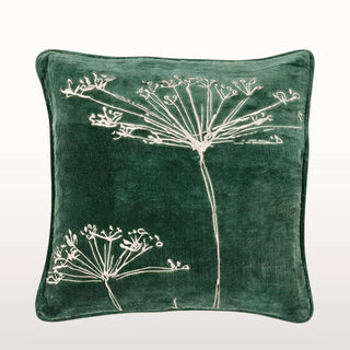 Embroidered Velvet Cushion | Pine Green | 45x45 in Homewares from Oriana B. www.orianab.com