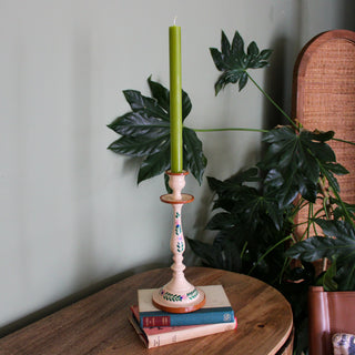 Enamel Folk Pattern Candlestick | Medium in Homewares from Oriana B www.orianab.com