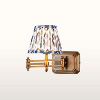 Extendable Brass Wall Light | Blue & Grey Shade in Lighting from Oriana B www.orianab.com