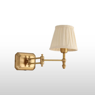 Extendable Brass Wall Light | Neutral Pleated Shade in Lighting from Oriana B www.orianab.com