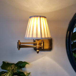 Extendable Brass Wall Light | Neutral Pleated Shade in Lighting from Oriana B www.orianab.com