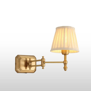Extendable Brass Wall Light | Neutral Pleated Shade in Lighting from Oriana B www.orianab.com