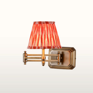 Extendable Brass Wall Light | Orange Pleated Shade in Lighting from Oriana B www.orianab.com