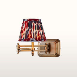 Extendable Brass Wall Light | Red & Blue Pleated Shade in Lighting from Oriana B www.orianab.com