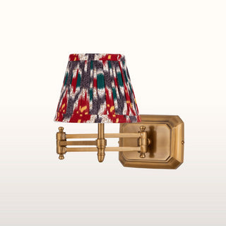Extendable Brass Wall Light | Red & Blue Pleated Shade in Lighting from Oriana B www.orianab.com