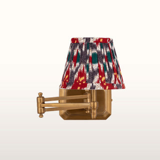 Extendable Brass Wall Light | Red & Blue Pleated Shade in Lighting from Oriana B www.orianab.com
